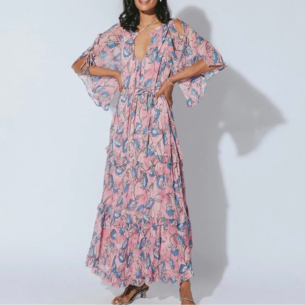 NWT Cleobella Elena Ankle Dress Lotus Print Size XS